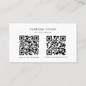 白黒フォーマルコンテンツ作成者Qrコード 名刺 (裏面)