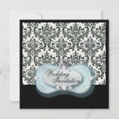 白黒フォーマルダマスク結婚式 招待状 (正面)