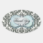 白黒フォーマルダマスク結婚式 楕円形シール (正面)