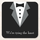 白黒フォーマルツキシード父の日 スクエアペーパーコースター (正面)