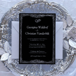 白黒フォーマルミニマシンプルリス結婚ト 招待状