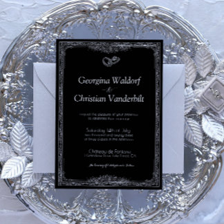 白黒フォーマルミニマシンプルリス結婚ト 招待状