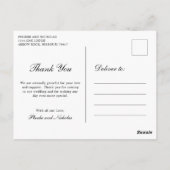 白黒フォーマルモノグラム結婚の感謝 ポストカード (裏面)