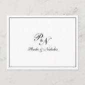 白黒フォーマルモノグラム結婚の感謝 ポストカード (正面)