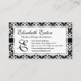 白黒フォーマルレトロダマスクアールデコスタイル 名刺
