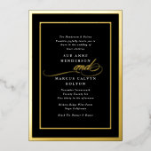 白黒フォーマル書道金ゴールドフレ結婚ーム 箔招待状 (正面)