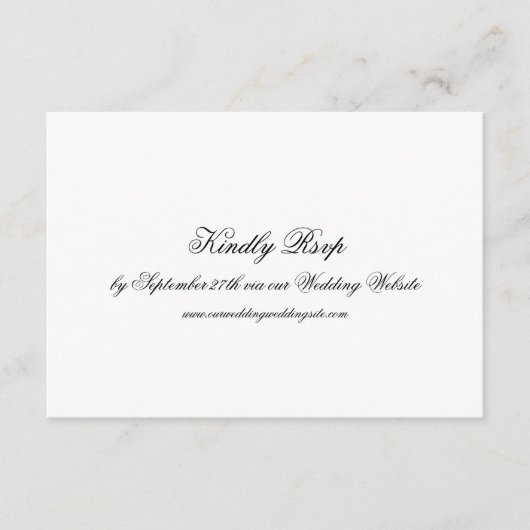 白黒フォーマルQRコード結婚式RSVPカード 招待状 (正面)