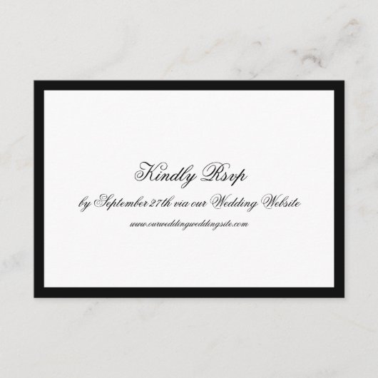 白黒フォーマルQRコード結婚式RSVPカード 招待状 (正面)