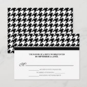 白黒フォーマルRSVP千鳥格子の返信カード 出欠カード (正面/裏面)