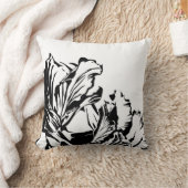 白黒フォーラル枕 クッション (ブランケット)