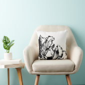 白黒フォーラル枕 クッション (椅子)