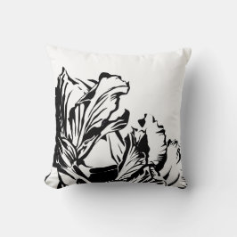 白黒フォーラル枕 クッション