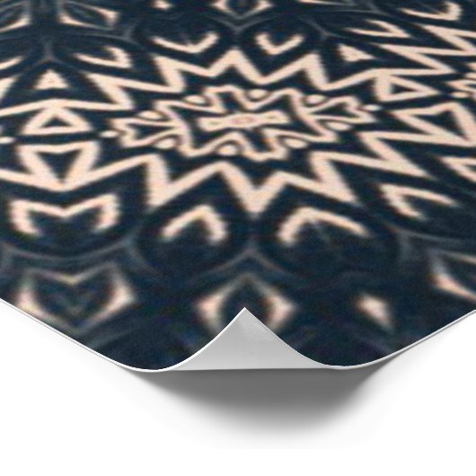 白黒フクロウ曼荼羅のポスター ポスター (角)