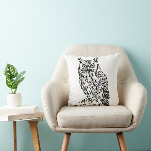 白黒フクロウ枕 クッション (椅子)