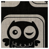 白黒フクロウ模様 ファブリック (クローズアップ)