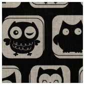白黒フクロウ模様 ファブリック (見本)
