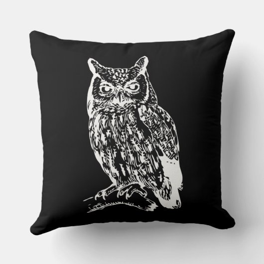 白黒フクロウ美術 クッション (裏面)
