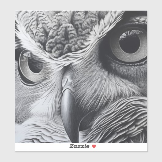 白黒フクロウ顔 シール (シート)