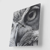 白黒フクロウ顔 スクエア壁時計 (傾斜)