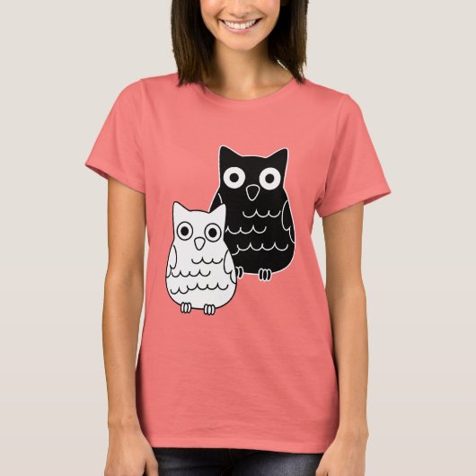 白黒フクロウ Tシャツ (正面)