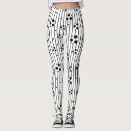 白黒フットボールスポーストライプのティなサッカーママ レギンス