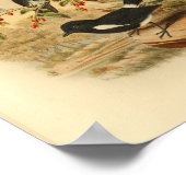 白黒フライキャッチャー鳥ヴィンテージ1884プリント ポスター (角)