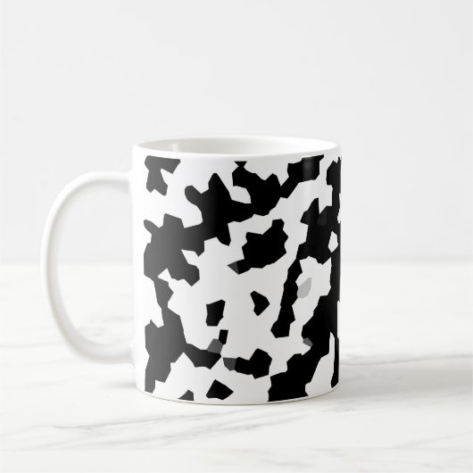 白黒フラクタル不規則抽象芸術パターン コーヒーマグカップ (左)