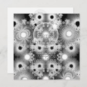 白黒フラクタル模様クリスマス シーズンカード (正面/裏面)