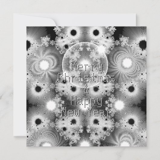 白黒フラクタル模様クリスマス シーズンカード (正面)