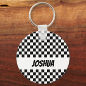 白黒フラグ市松模様にキーチェーン キーホルダー (正面)