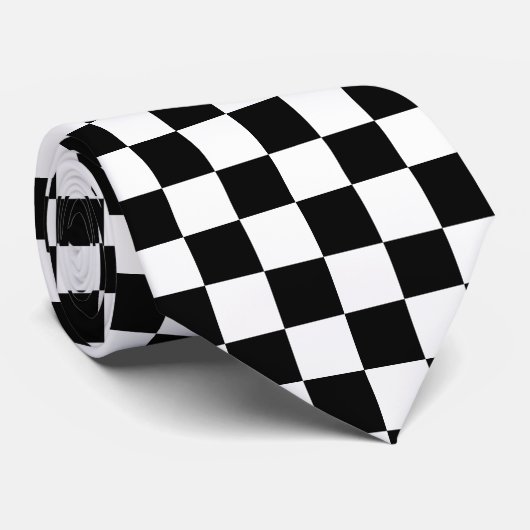 白黒フラッグ市松模様にパターンのネクタイ ネクタイ (ロール)
