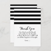 白黒フラットストライプのサンキューカード サンキューカード (正面/裏面)