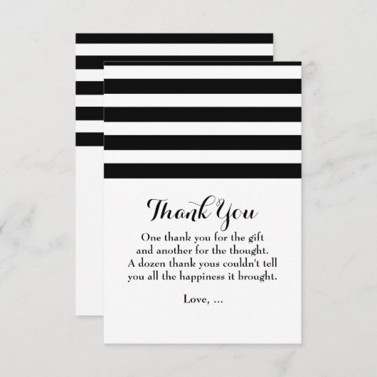 白黒フラットストライプのサンキューカード サンキューカード (正面/裏面)