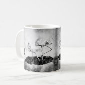 白黒フラミンゴの水彩画壁画インテリア コーヒーマグカップ (正面左)