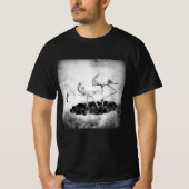 白黒フラミンゴの水彩画壁画インテリア Tシャツ (正面)
