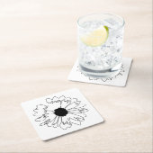 白黒フラワーコースター スクエアペーパーコースター (インサイチュ)