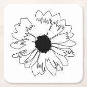 白黒フラワーコースター スクエアペーパーコースター (正面)