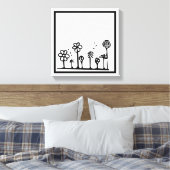 白黒フラワースケッチ絵画ズ キャンバスプリント (インサイチュ (寝室))