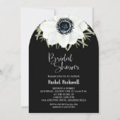 白黒フラワーズブライダルシャワーアーチ 招待状 (正面)
