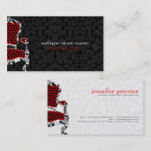 白黒フラワーダマスク付きアンティーク椅子2 名刺 (正面/裏面)