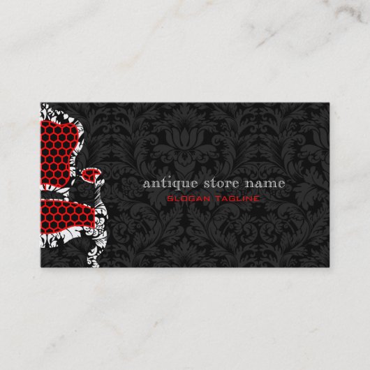 白黒フラワーダマスク付きアンティーク椅子2 名刺 (正面)
