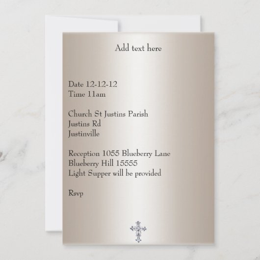 白黒フラワーフォトフレーム洗礼 招待状 (裏面)