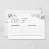 白黒フラワーブライダルシャワーレシピカード (正面)