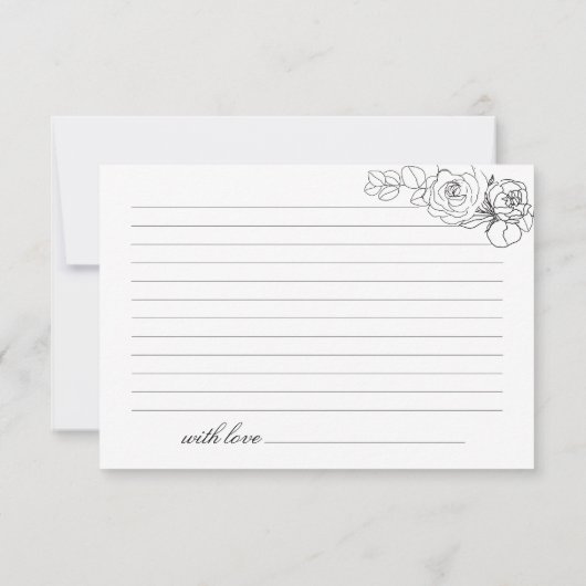 白黒フラワーブライダルシャワーレシピカード (裏面)