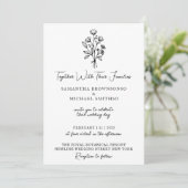 白黒フラワーブーケボホミニマル 招待状 (スタンド正面)