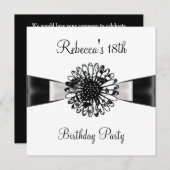 白黒フラワーボウ18thバースデーパーティー2 招待状 (正面/裏面)