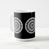 白黒フラワーマンダラマグ コーヒーマグカップ (正面左)