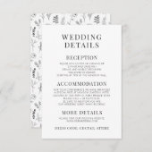 白黒フラワーミニマル結婚リスト詳細カード エンクロージャーカード (正面/裏面)