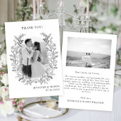 白黒フラワーリースボホ結婚シックの写真 サンキューカード