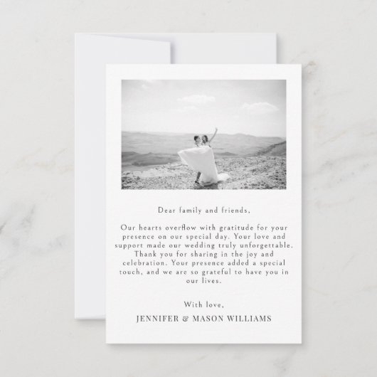 白黒フラワーリースボホ結婚シックの写真 サンキューカード (裏面)